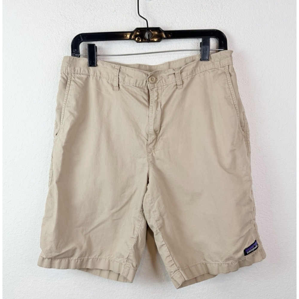 Patagonia Organic Cotton Hemp Shorts Men's 32 Khaki Flat Front Outdoor Gorpcore
